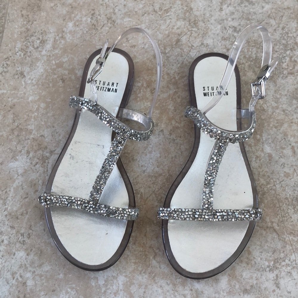 New Stuart Weitzman Teezer Crystal Jelly Sandals
